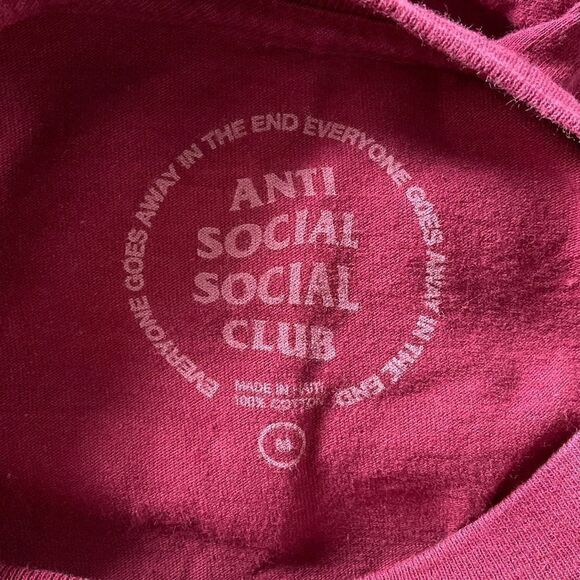 Anti Social Social Club Maroon Read Receipts Custom Cropped Tee Large ASSC - Picture 5 of 6